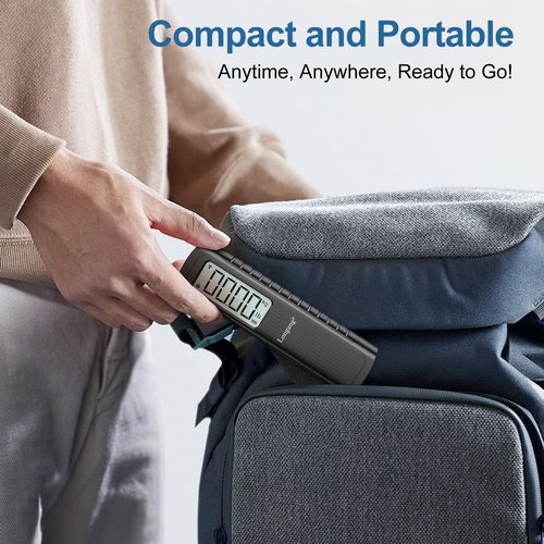Battery-Free Digital Luggage Scale - 110lbs Capacity | Portable Handheld Scale for Travel (Black)