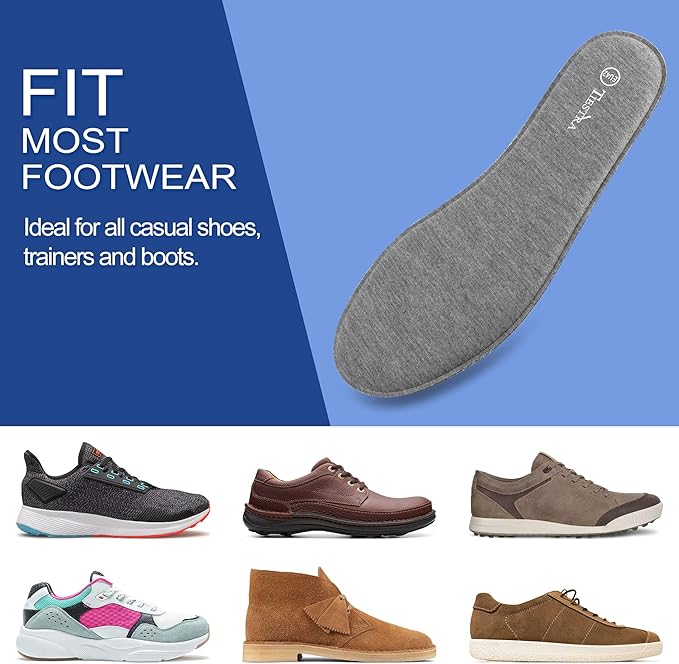 2 Pair -Shoe Inserts for Mens Memory Foam Insoles,Replacement Insoles for Work Boots Running Shoes, Cushion Shock Absorbing for Foot Pain Relief, Comfort Breathable Inner Soles 42EU,US9