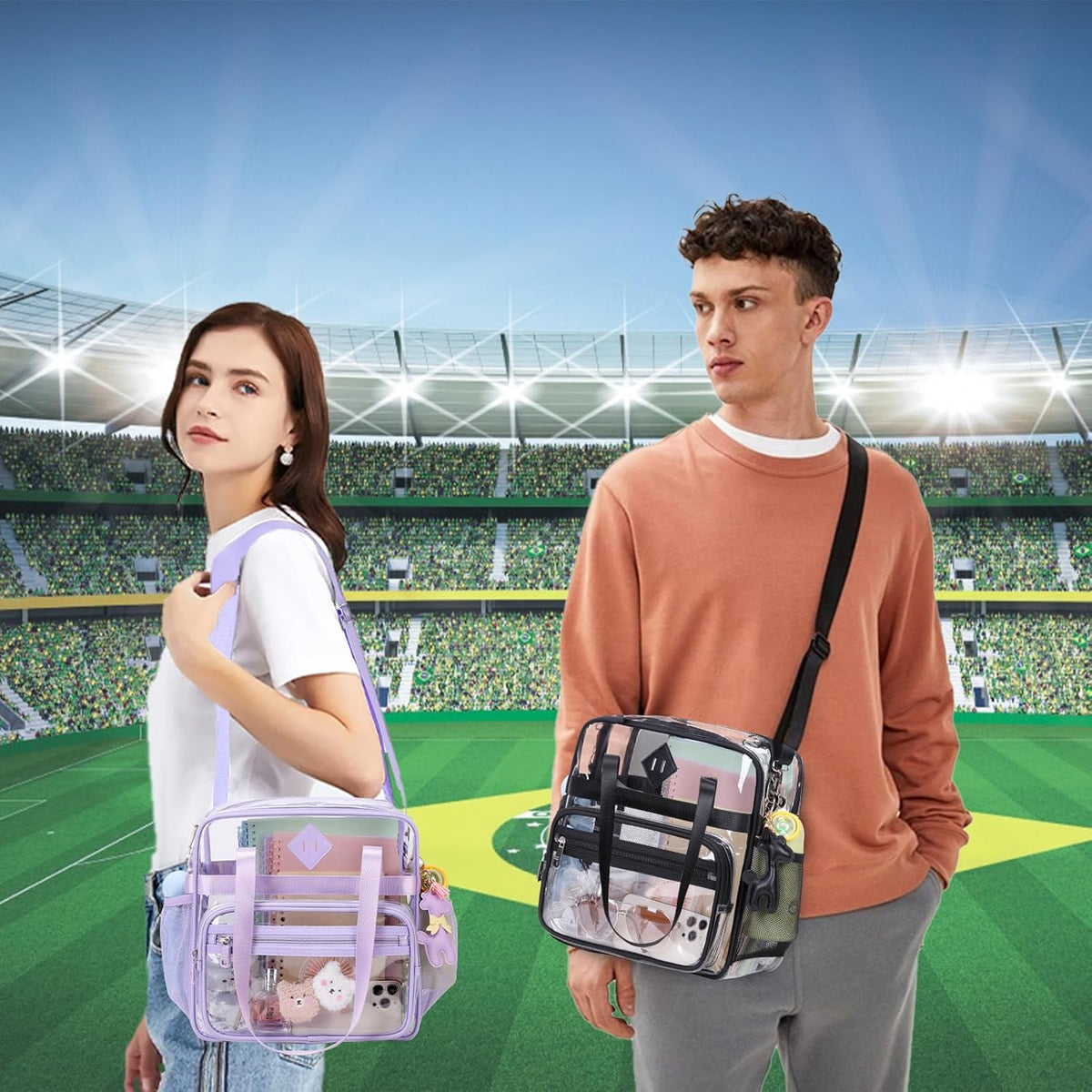 PIG PIG GIRL Clear Tote Bag - 12x6x12 See-Through Stadium Bag for Women | Stylish & Functional