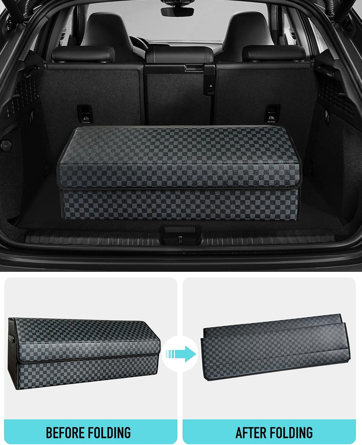 Fyzeoty Car Trunk Organizer for SUV and Sedan, Blue-Gray, 29.5 inches