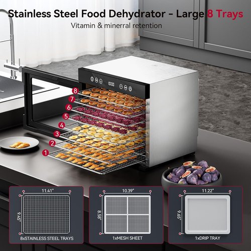 Excalibur Food Dehydrator | Powerful 8-Tray Machine with Adjustable Temperature & 48-Hour Timer for Jerky, Fruits, Herbs