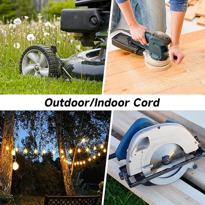 EP 12/3 100 FT Indoor Outdoor Grey Extension Cord Waterproof, 12 Gauge 3 Prong Power Cord Flexible Resistant Appliance Extension Cable Electric Cable Outside, 15A 1875W 12AWG SJTW, ETL Listed