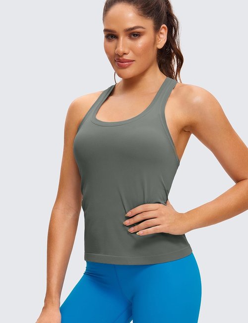 CRZ YOGA Seamless Racerback Tank Top - Women's Athletic Sleeveless Yoga Shirt | Comfortable Fit