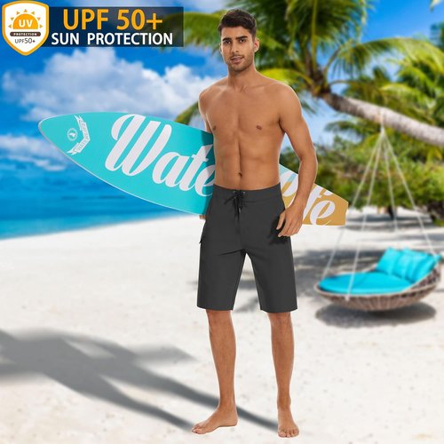 MIVEI 22" Men's Board Shorts - UPF50+ Swim Trunks with Zipper Pocket for Surfing & Swimming