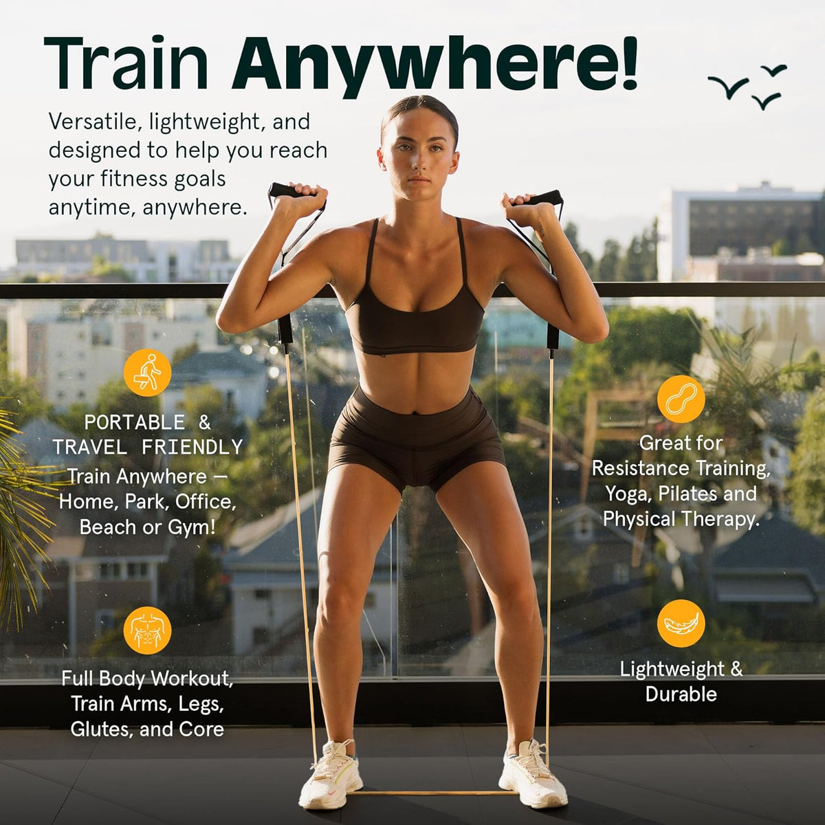 Retrospec Resistance Bands Set - 5 Stackable Bands with Handles & Door Anchor | Portable Fitness Equipment for Yoga & Therapy