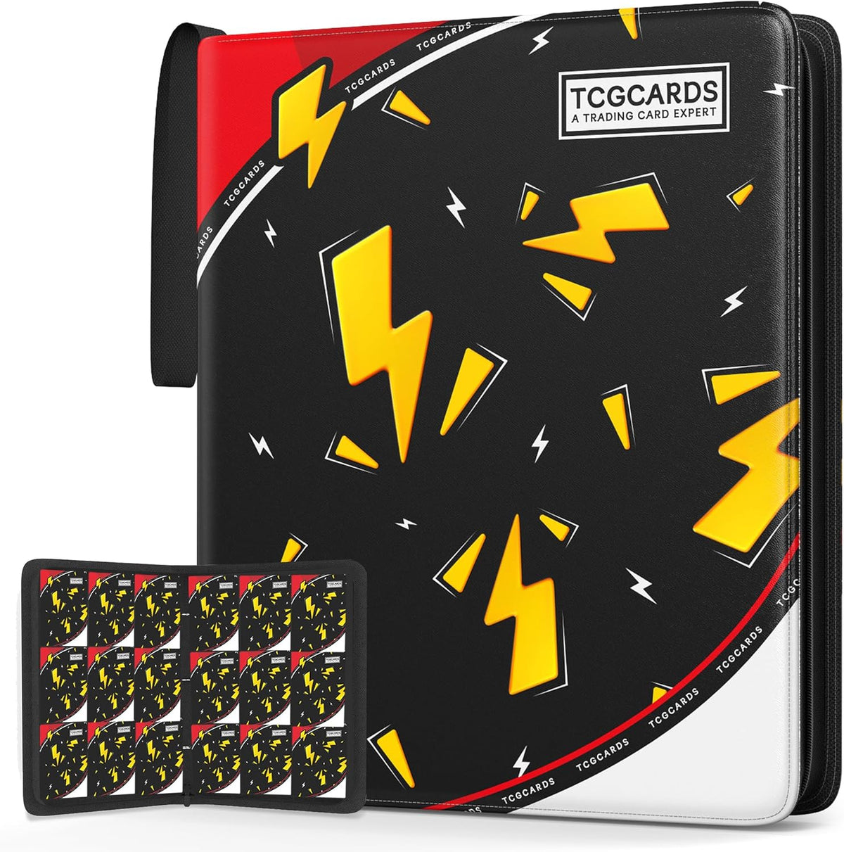 Trading Card Binder - 9 Pocket Album with 50 Removable Sleeves | Fits 900 Cards, Zipper Design, Black