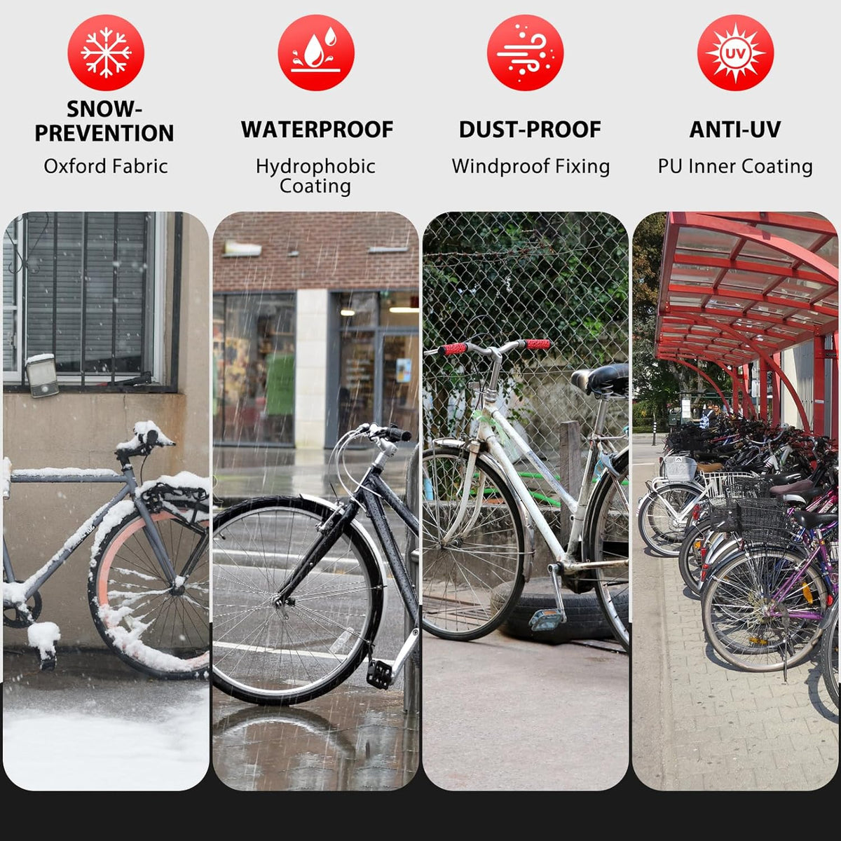 Topcrown Waterproof Bike Cover - Outdoor Storage for 2 Bikes | UV, Dust & Wind Proof, XXL Black & Red