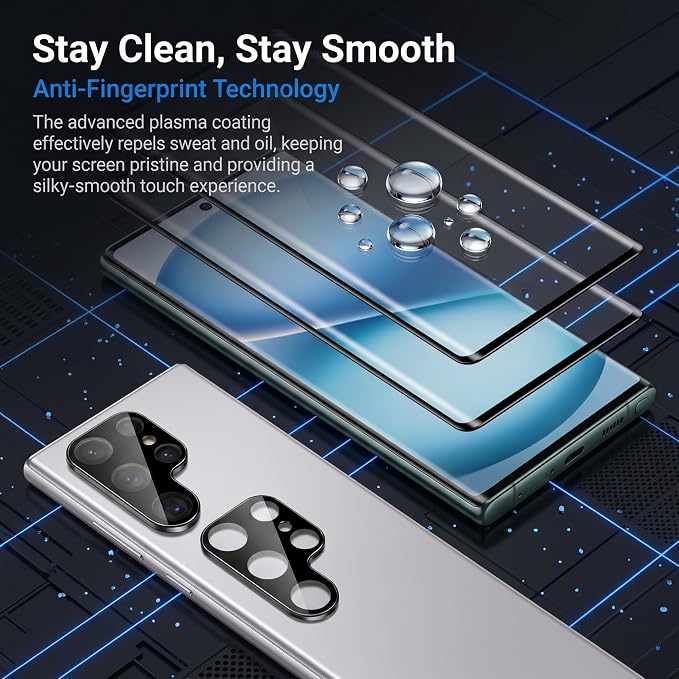 2 Pack Galaxy S22 Ultra Screen Protector, HD Clear Tempered Glass, 2 Pack