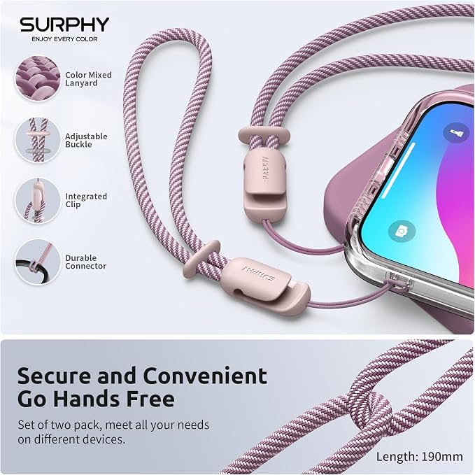 SURPHY 2 Pack Phone Lanyard for Cellphone Case, Phone Wrist Strap for Case