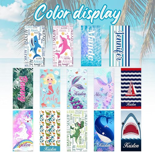 Hoomall Customized Mermaid Tail Beach Towel - Quick-Dry Microfiber Pool Towel for Kids | Perfect Personalized Gift
