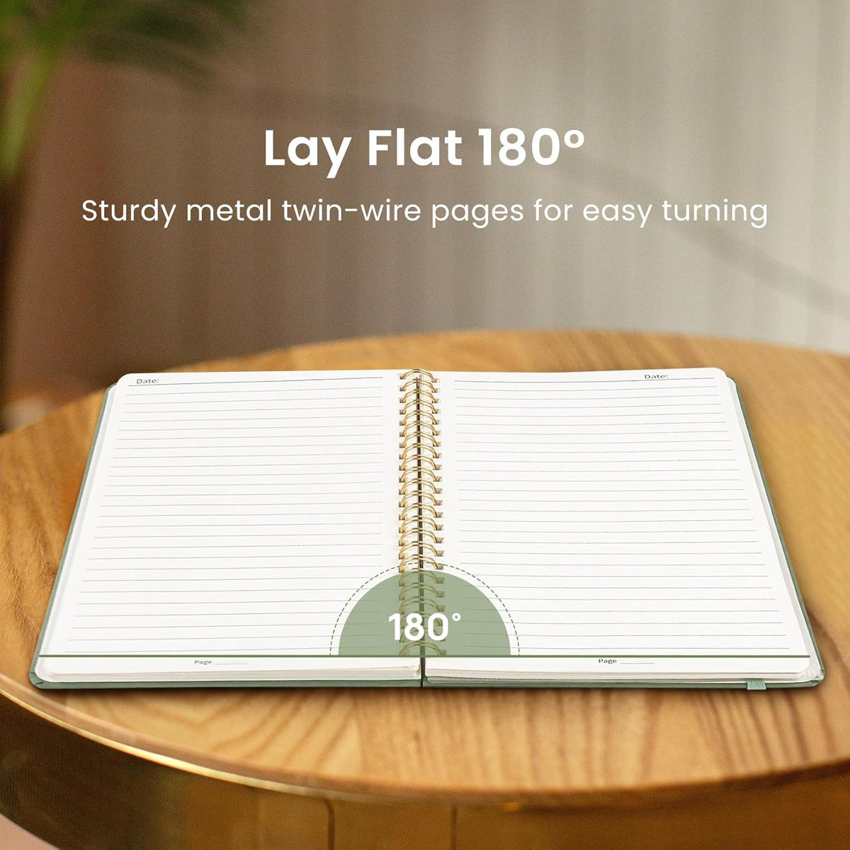 Taja Lined Spiral Journal - 140 Pages College Ruled Hardcover Notebook for Work & Note Taking | A5 Green