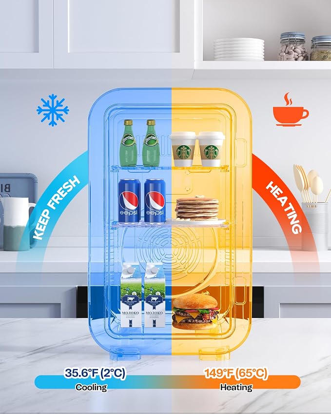 BEICHEN Mini Fridge,6 Liter / 8 Can Small Fridge for Bedroom, Car, Office | Cooler & Warmer for Food, Drinks, Skincare,Energy Saving, Low Noise,110V Ac/12V Dc,Compact & Portable,BLACK ﻿