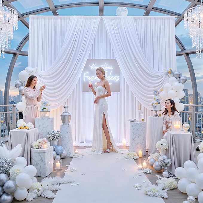 12ft x 10ft White Backdrop Curtains