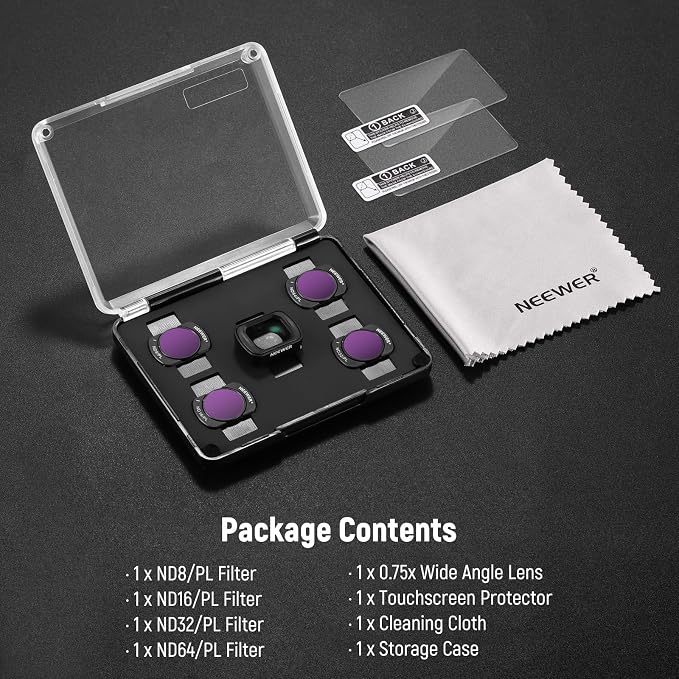 NEEWER ND/PL Filter Set & 0.75X Wide Angle Lens Compatible