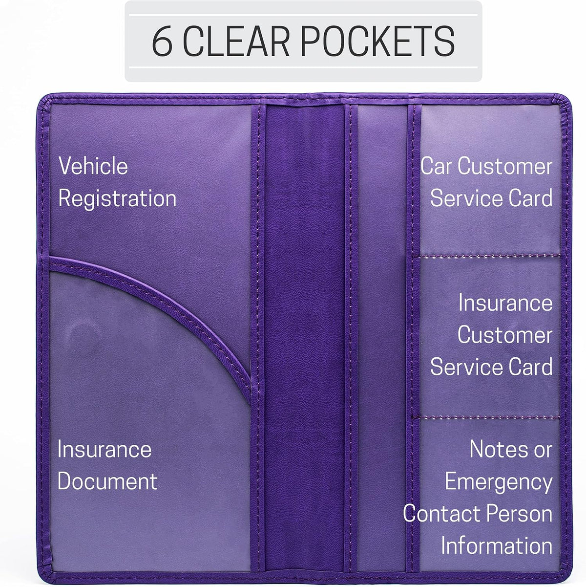 CANOPUS Car Registration and Insurance Holder, PU Leather Card Holder, Vehicle Glove Box Organizer for Auto, SUV, Truck, Purple