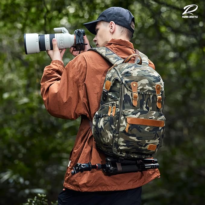 Padwa Lifestyle Camouflage Canvas Camera Backpack
