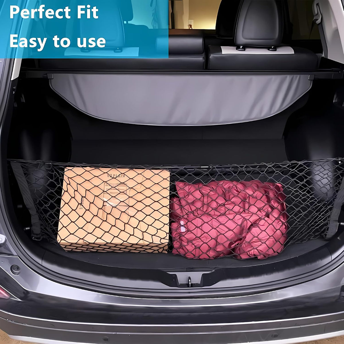 Trunk Cargo Net Compatible with 2020-2025 Cadillac XT6, Black Nylon, Hook Fastener
