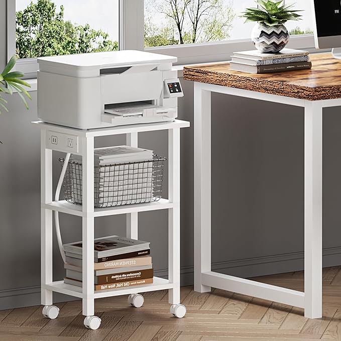 TUTOTAK 3 Tier Printer Stand, Rolling Printer Cart