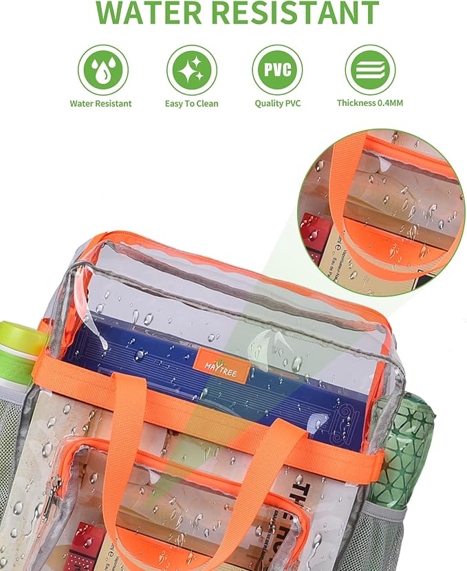 MAY TREE Clear Bag for Stadium Events 12×6×12 Clear Tote Lunch Bag