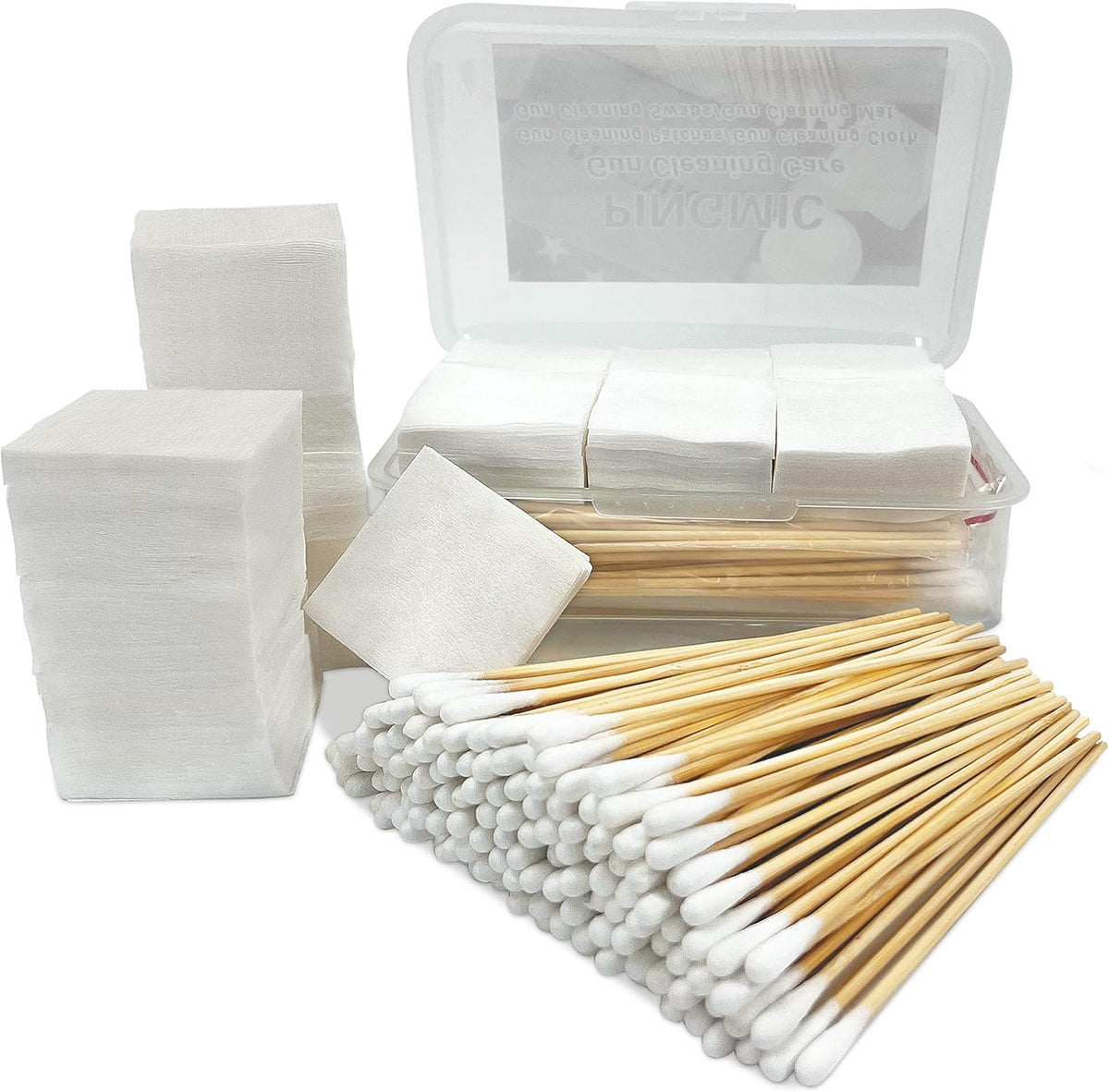 PINGMIC Gun Cleaning Supplies - Lint-Free Cotton Swabs & Patches Set for All Caliber Firearms | 6" Swabs