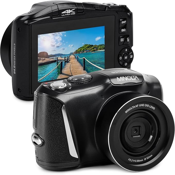 Minolta 64MP Digital Camera – 4K Ultra HD Video at 60FPS, 16x Digital Zoom