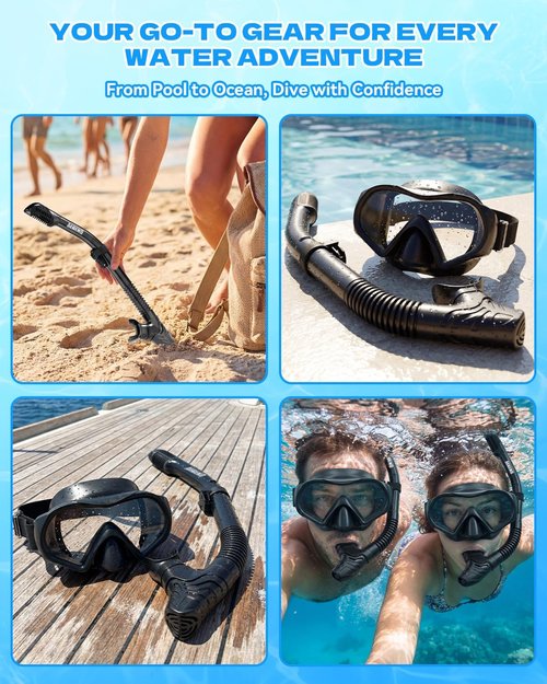 Aegend Diving Dry Snorkel - Top Dry Valve Snorkeling Gear for Adults & Youth | Perfect for Freediving & Swimming