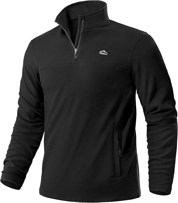Pudolla Men's Quarter Zip Pullover with 2 Pockets Fleece Warm Soft Golf Sweatshirts for Athletic Workout Running
