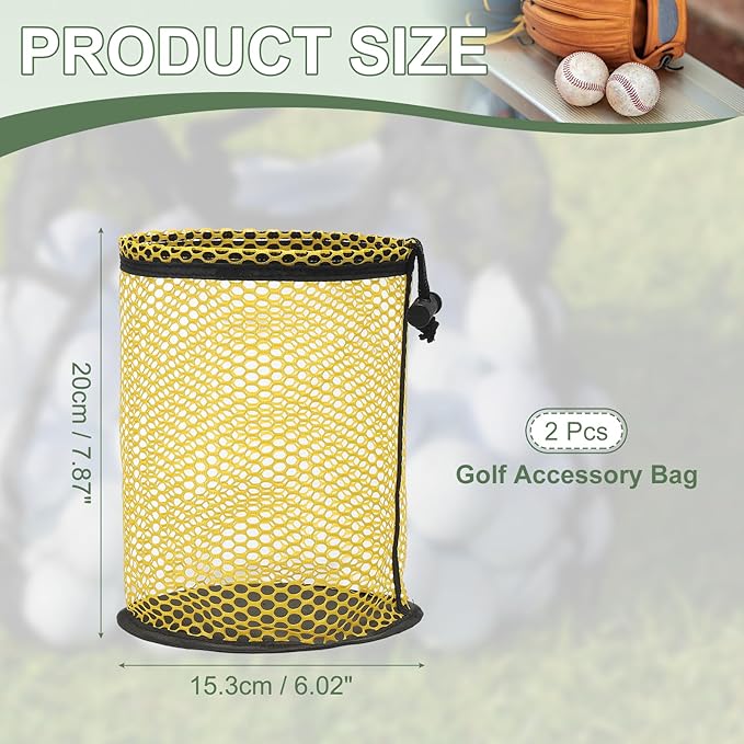 Golf Ball Storage Bag Nylon Mesh Golf Pouch with Adjustable Drawstring Closure for Balls Outdoor Sports Supplies