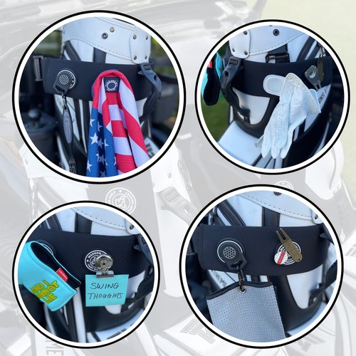 Magnetic Golf Cart Sleeve Utility Strap - Securely Attach Your Lightweight Golf Accessories to Your Cart with Powerful Magnets and Durable Design, Golfer Accessories, Golf cart Accessories (Black)