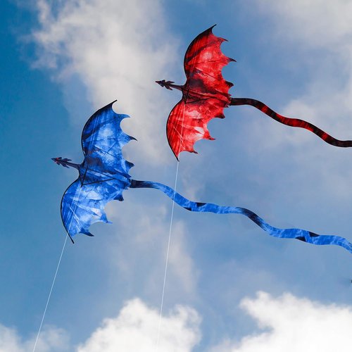 JEKOSEN Fiery Dragon Kite - 54" Easy-to-Fly Design with 160" Tail for Family Outdoor Fun