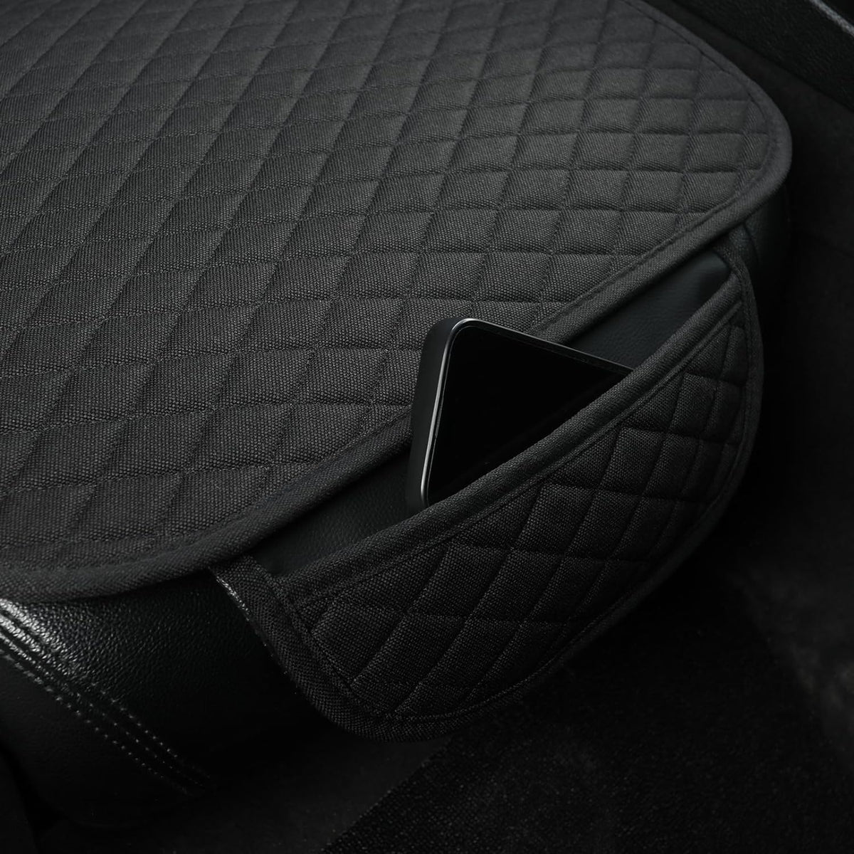 West Llama Linen Car Seat Covers,Bottom Seat Covers for Cars Include 2 Piece Front Driver Seat Pad Mat Universal Fits 90% Vehicles,SUVs,Cars,Sedans(2Piece-Black)