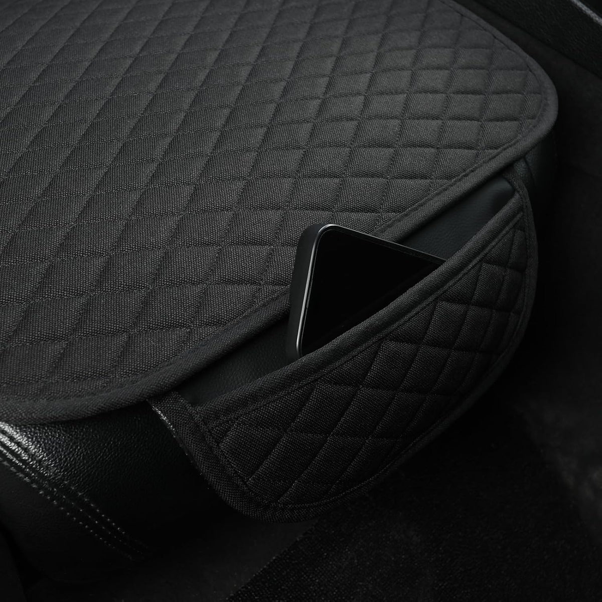 West Llama Linen Car Seat Covers,Bottom Seat Covers for Cars Include 1 Pair Front Driver Seat Pad Mat and 1 Rear Bench Cover Universal Fits 90% Vehicles,SUVs,Cars,Sedans(3Piece-Black)