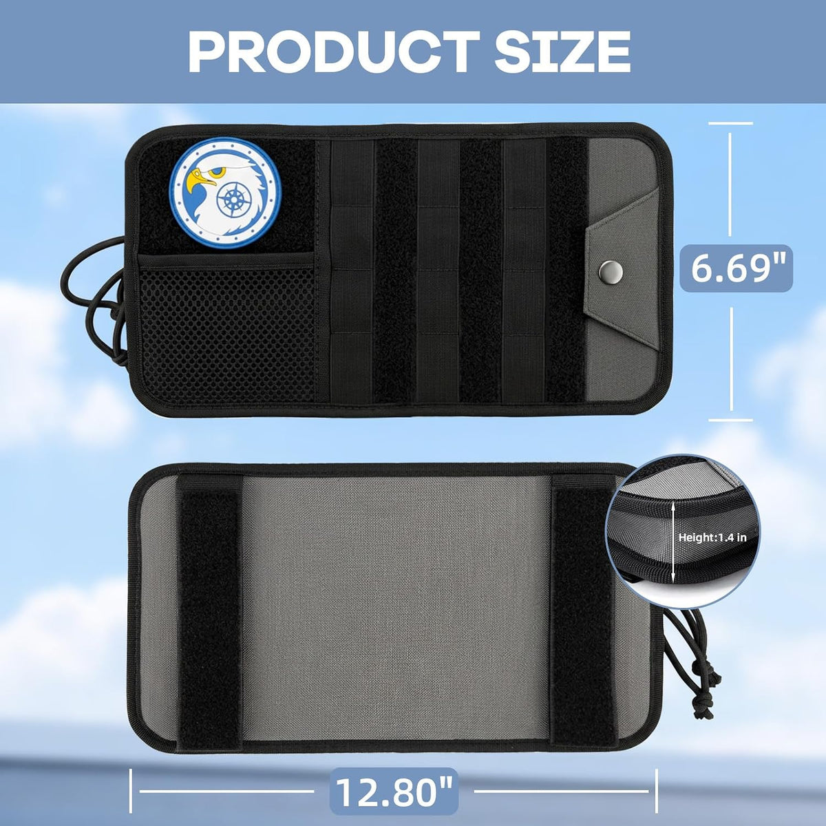 TICARVE Car Sun Visor Organizer Heavy 1000D Nylon MOLLE Pouch Zipper Black
