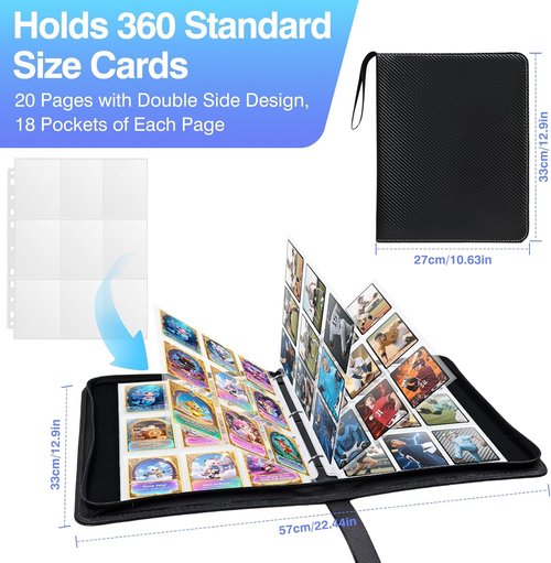 360 Pockets Binder Card Sleeves - Double-Sided 9 Pocket Pages for Trading Cards | Clear Plastic, 20 Pack