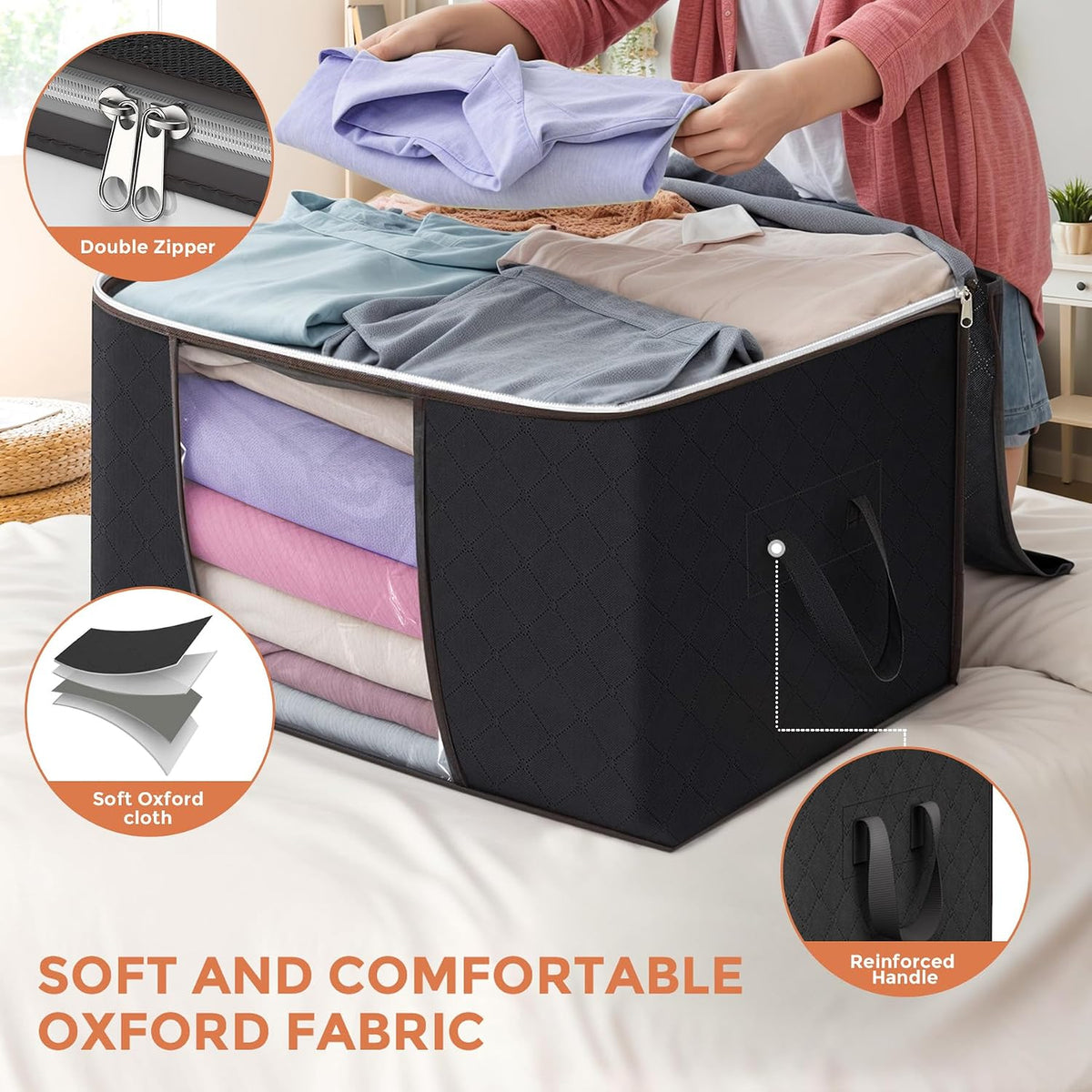 90L Large Storage Bags, 4 Pack Clothes Storage Bins Closet Organizers