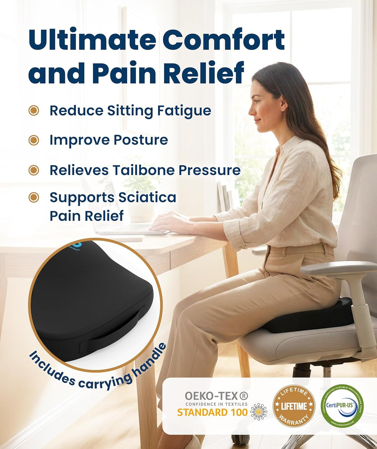 Everlasting Comfort Car Seat Cushions - Memory Foam Soft Car Cushions for Long Car Trips - Car Seat Cushions for Driving - Ergonomic Car Seats - Car Seats & Truck Seats