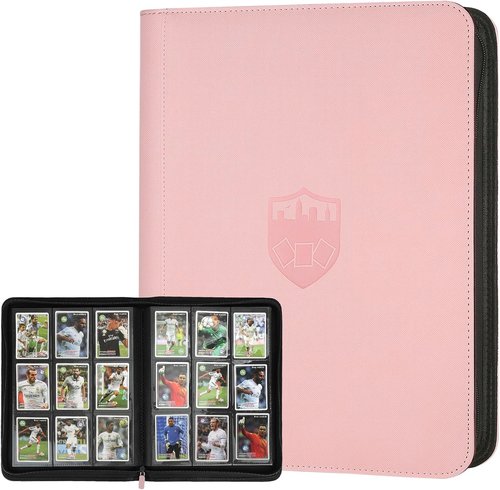 GERMUN Trading Card Binder - Premium 9 Pocket Holder for 360 Cards | Double-Sided Album in Pink