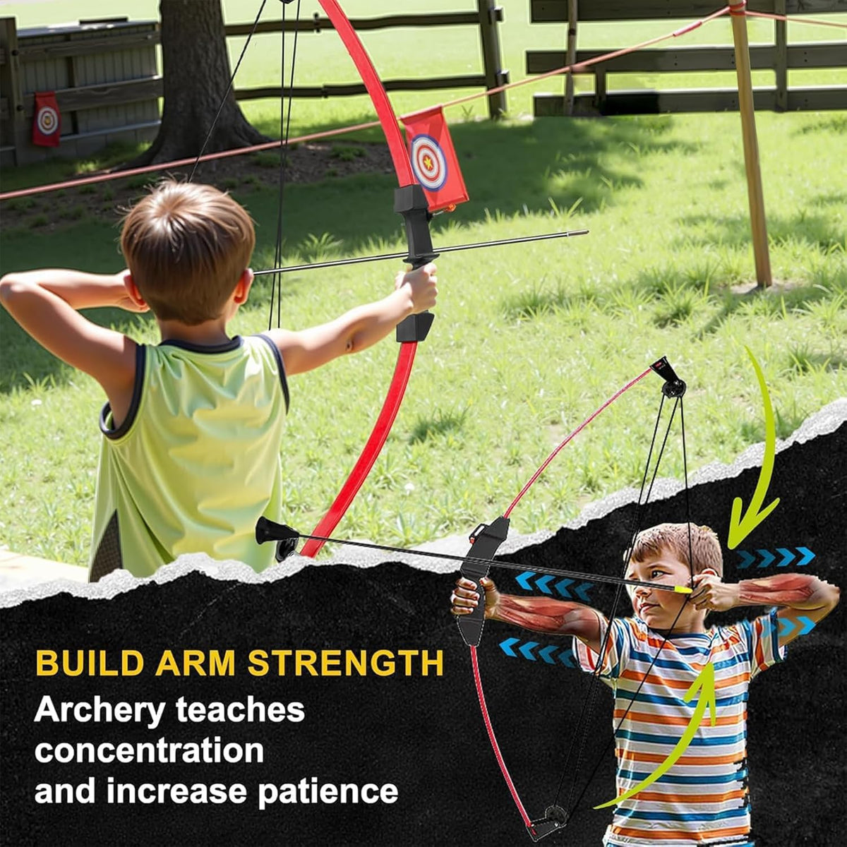 Skiennix Youth Compound Bow and Arrow Set - Beginner Archery Kit for Kids Ages 8-12 | Outdoor Play Gift