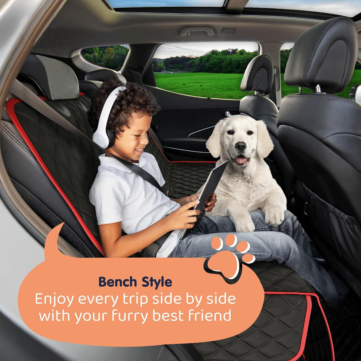 Dog Car Seat Cover for Back Seat, Dog Hammock for Car, SUV, Truck & Tesla