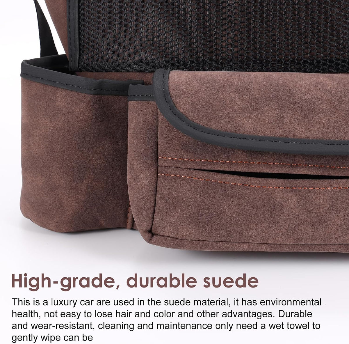 Leather Car Seat Organizer for Handbag/Purse – Fits Between Front Seats, Holds Wallet, Phone & Essentials. (Modle A/Brown)
