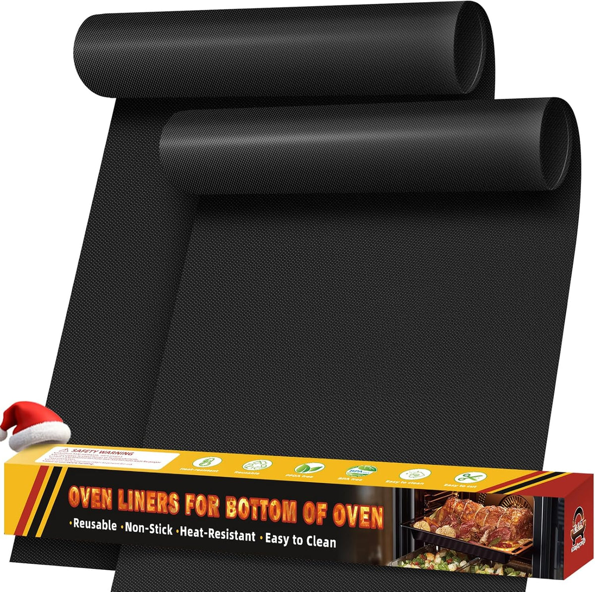 Skiennix Oven Liners - 2 Pack Heavy Duty Non-Stick Mats | Reusable & Heat Resistant, 17"x25" (Black)