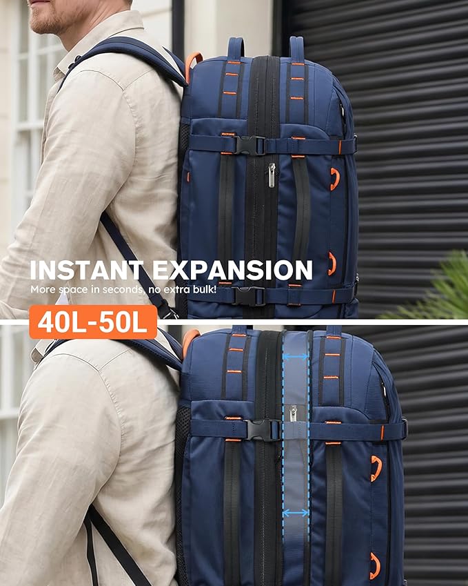 Tolaccea Travel Backpack for Men Women, 40L-50L Carry On Backpack
