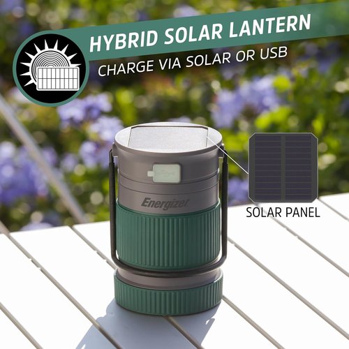 Energizer S-500 Hybrid Power Camping Lantern - Solar & Rechargeable | IPX4 Water Resistant LED Light