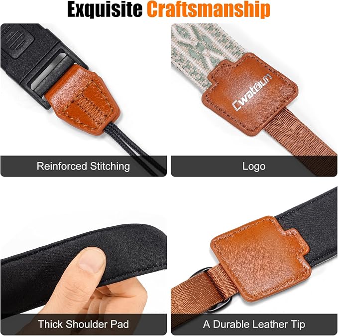 Cwatcun Bohemian Floral Camera Strap, Adjustable Crossbody DSLR Strap