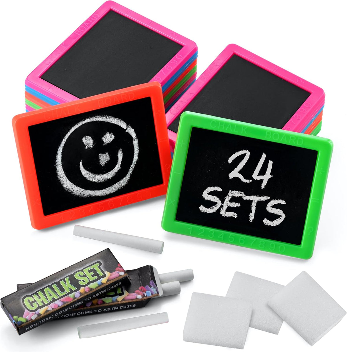 Skiennix Mini Chalkboard Set - Pack of 24 with 2 Chalk Sticks & Eraser | Perfect Birthday Party Favors for Kids