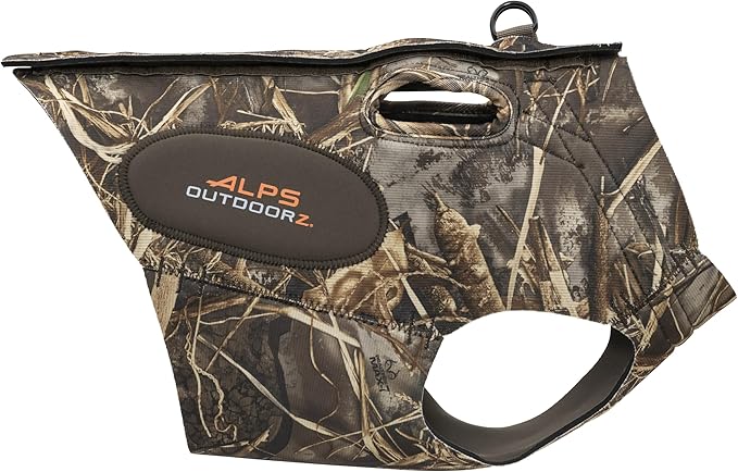 ALPS OutdoorZ Topflight Dog Vest, Dog Hunting Vest with 5mm Neoprene for Warmth, Contoured Neck Design, Buoyancy Flotation Pads, Easy Lift Handles, and Leash Clip, XX-Large - Realtree MAX-7