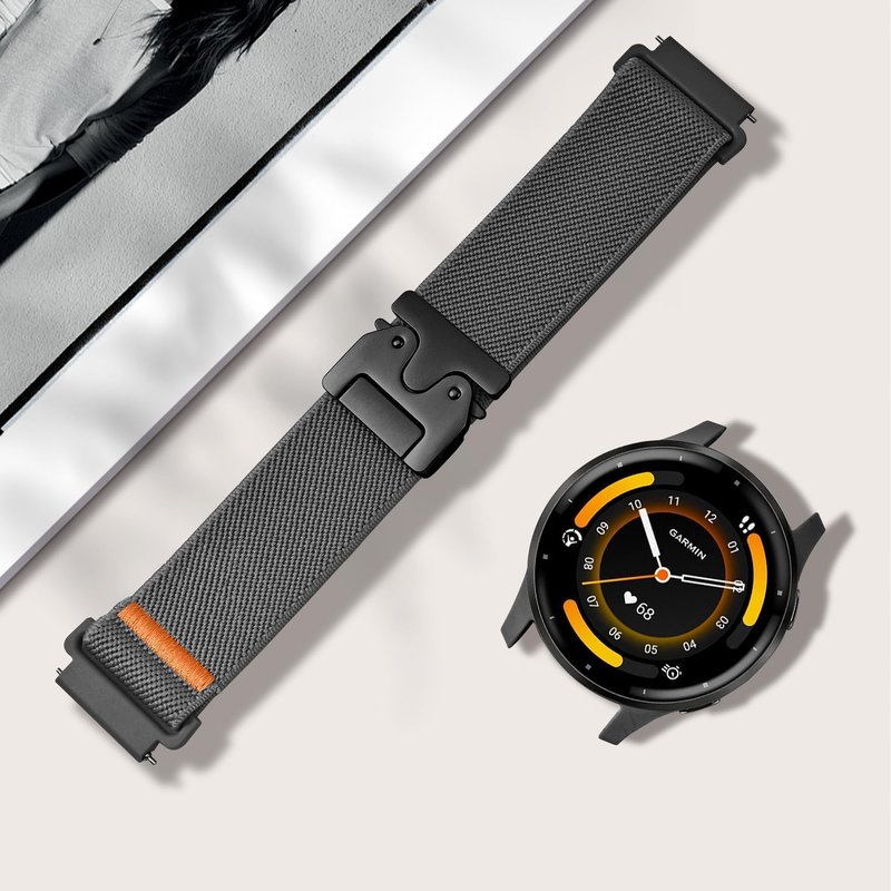 Sunnyson 18mm Stretchy Bands Compatible with Garmin Venu 3S/2S/Vivoactive 4S/Vivomove 3S, Parachute Elastic Soft Nylon Watch Band for Forerunner 255S/265S Women Men