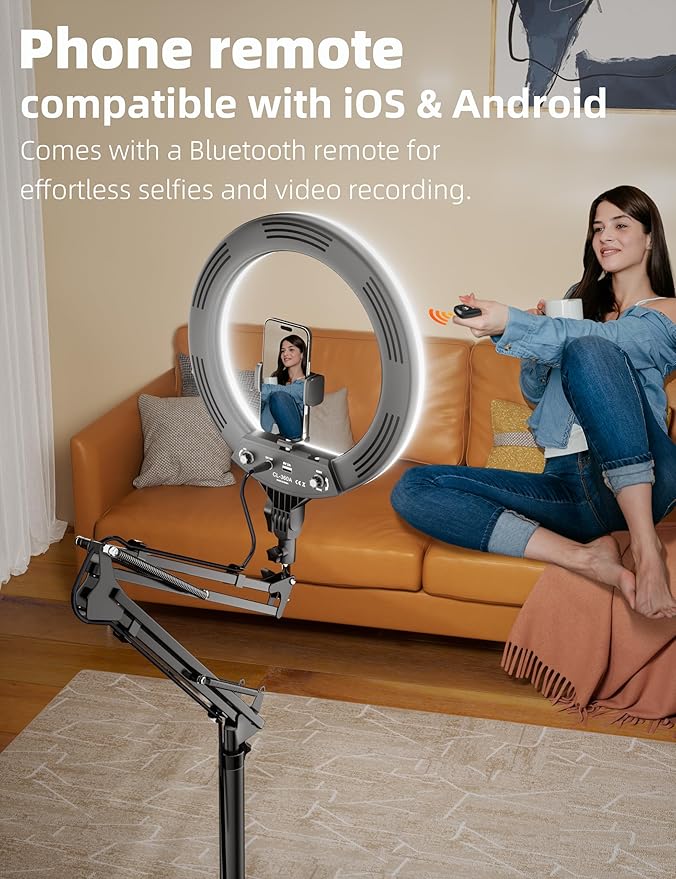 Ring Light Overhead Phone Mount, CRI Max 96 Professional