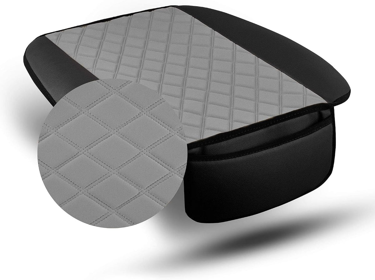 FH Group Car Seat Cover Cushion - 2 Pack Seat Covers for Cars Trucks SUV, Faux Leather Car Seat Cushions, Waterproof Car Seat Cover Cushion, Universal Fit Car Seat protector Front Set Gray