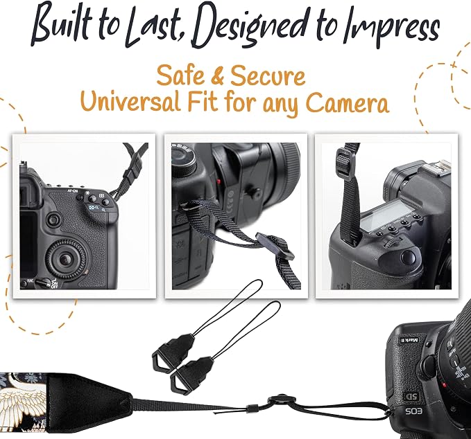 Art Tribute Camera Strap, Vintage Embroidered Neck Shoulder & Crossbody Camera